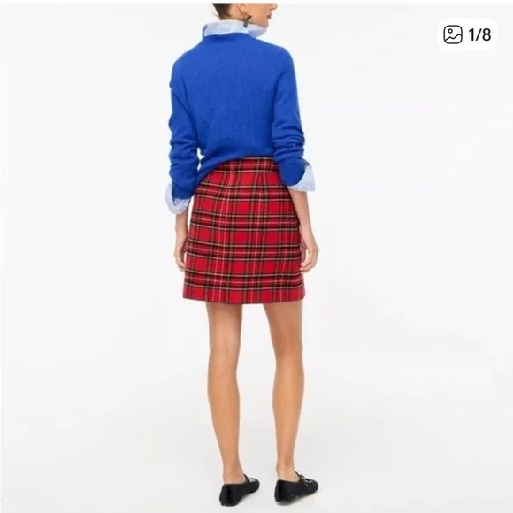 J. Crew Red Tartan Wool blend Skirt new with tags sz 6 - Picture 2 of 2